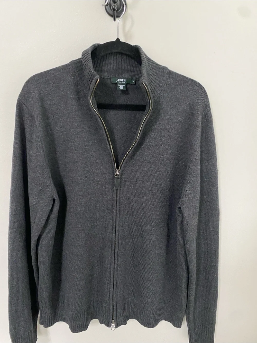 J.Crew Italian 100% Soft Merino Wool Full-Zip Sweater L Mens